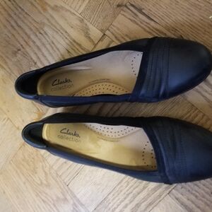 Clarks Black Flats Classic Comfort Loafers